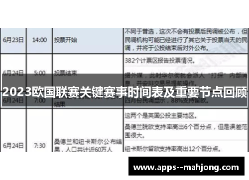 2023欧国联赛关键赛事时间表及重要节点回顾