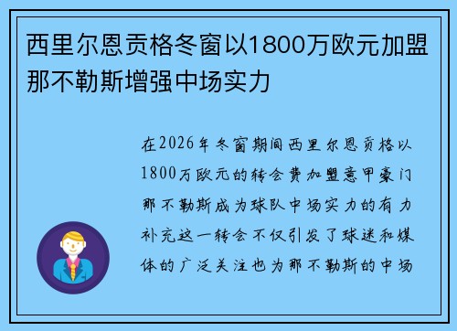 西里尔恩贡格冬窗以1800万欧元加盟那不勒斯增强中场实力 西里尔恩贡格冬窗以1800万欧元加盟那不勒斯增强中场实力